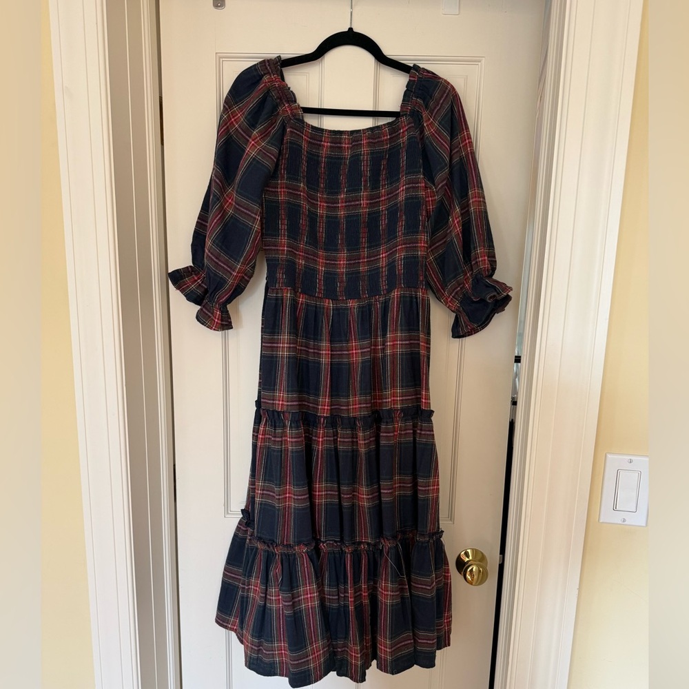 Ivy City Co Madeline Midi Tiered Prairie Dress Red Plaid - Picture 3 of 8